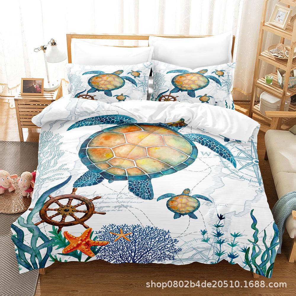 Digital Printing Three-Piece Home Textile Animal Series Bed Sheet Quilt Cover Can Be Ordered