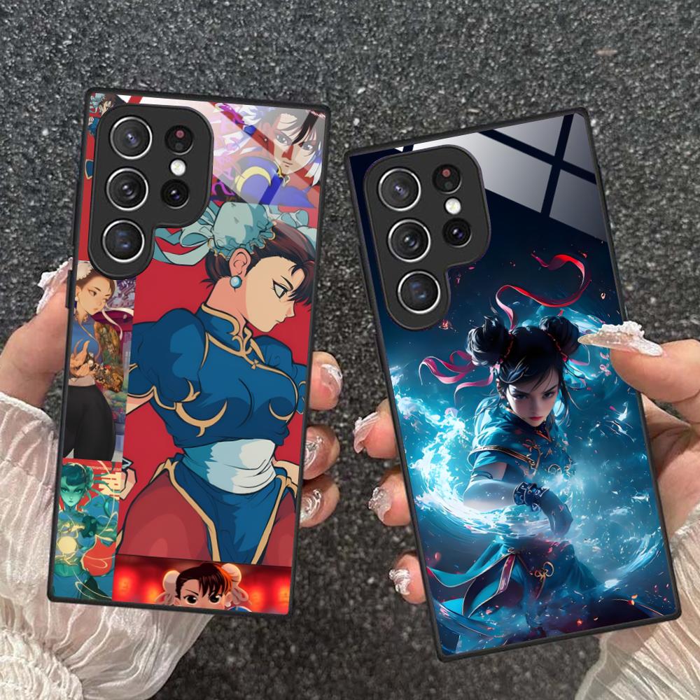 Street Fighter Chunli Phone Case for Samsung Galaxy A56 55 54 53 52 51 36 35 34 23 16 15 5G Glass Colorful Cover Luxury Pretty