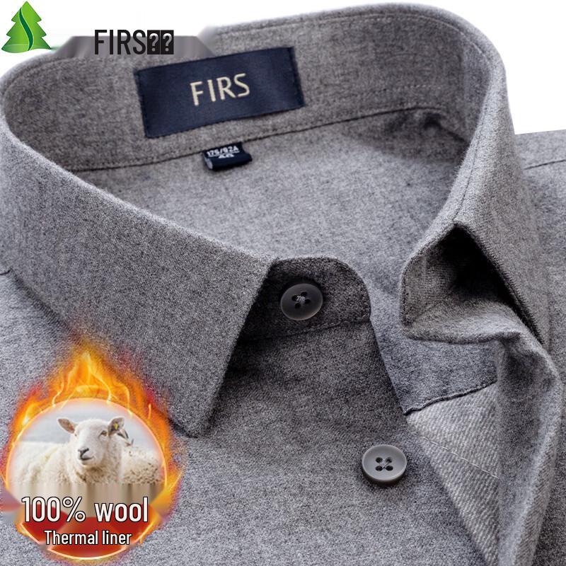 FIRS Men's Premium 100% Wool Lined Thermal Shirt