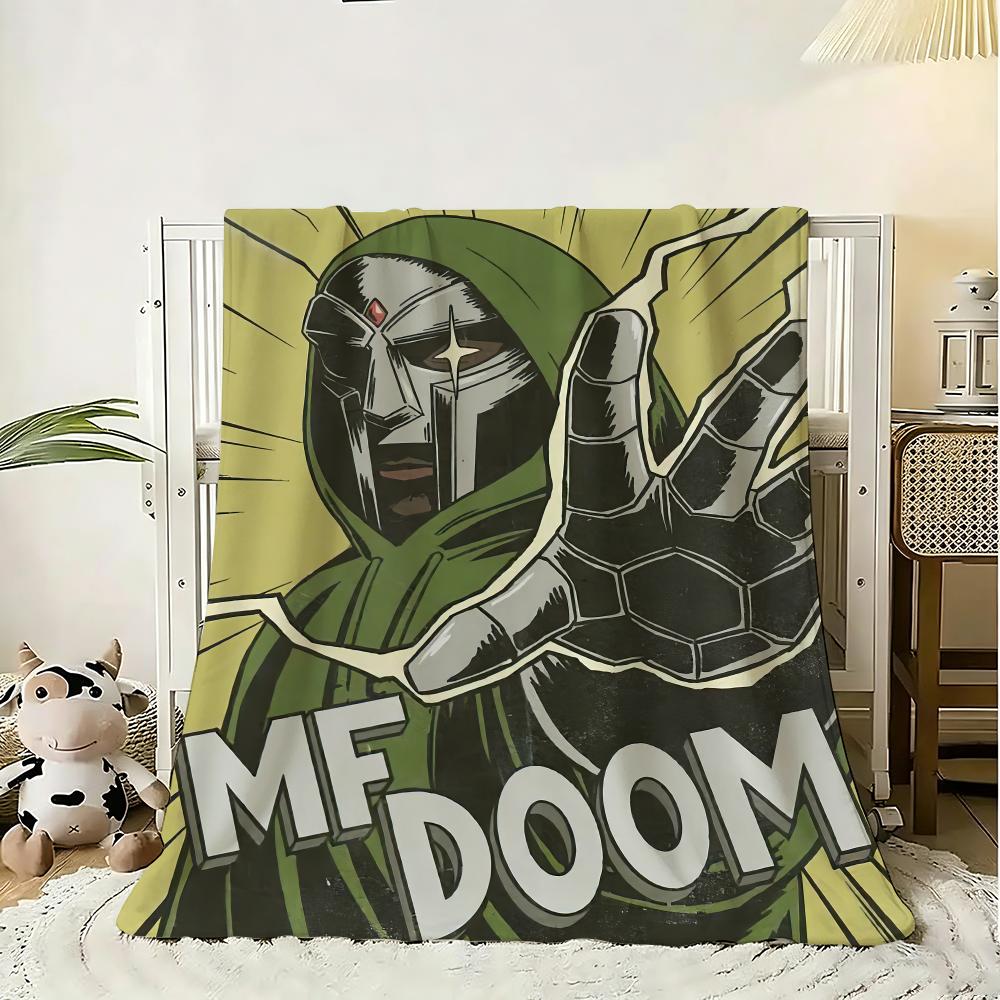 MF DOOM rapper Throw 240g Flannel Blanket Lightweight Soft Skin-friendly Summer Thin Throw Blanket 75x90cm
