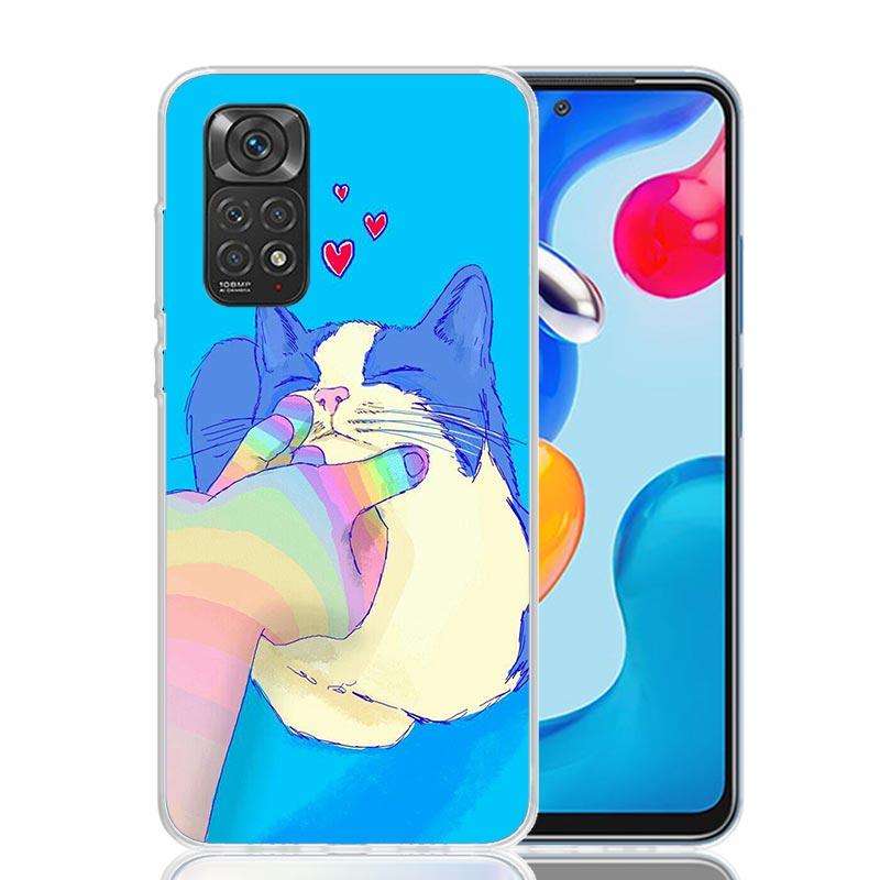 Cat Cute Kitten Cartoon Phone Case For Xiaomi Redmi Note 15 14 13 12S 12 Pro Plus 11S 11E 11 11T 10S 10 Art Soft Pattern Cover R