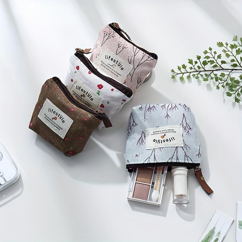Mini Simple Pattern Storage Pouch, Zipper Carry-On Bag, Lipstick Bag, Earphone Bag