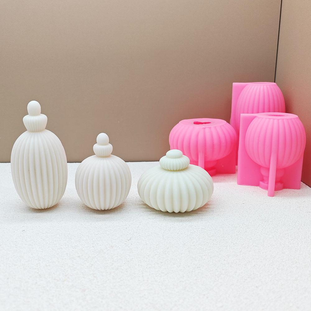 DIY Vase shaped Candle Silicone Mold Geometric Stripe Roman Cylinder Candle Mould Stripe Christmas Tree Cylinder Gypsum Molds