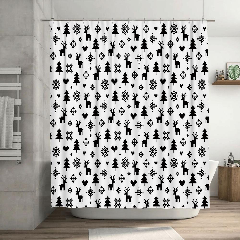 Botanical Shower Curtain Forest Trees Pattern Waterproof Fabric Bathroom Decor Vintage Nature Theme Home Accent