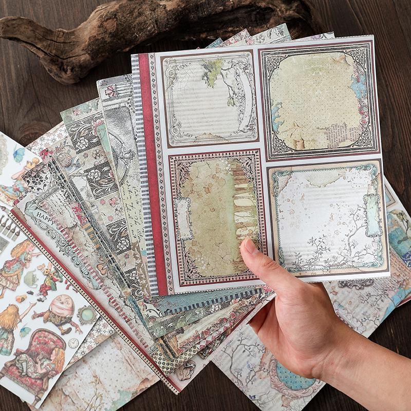 Large Retro Double-Sided Adhesive Journal Base and Decorative Background Paper Stickers