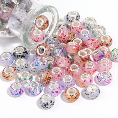 20pcs/lot 14x9mm Resin Beads Colorful Large Hole Round Loose Beads For Jewelry Making DIY Bracelets Necklace Pendant Accessories