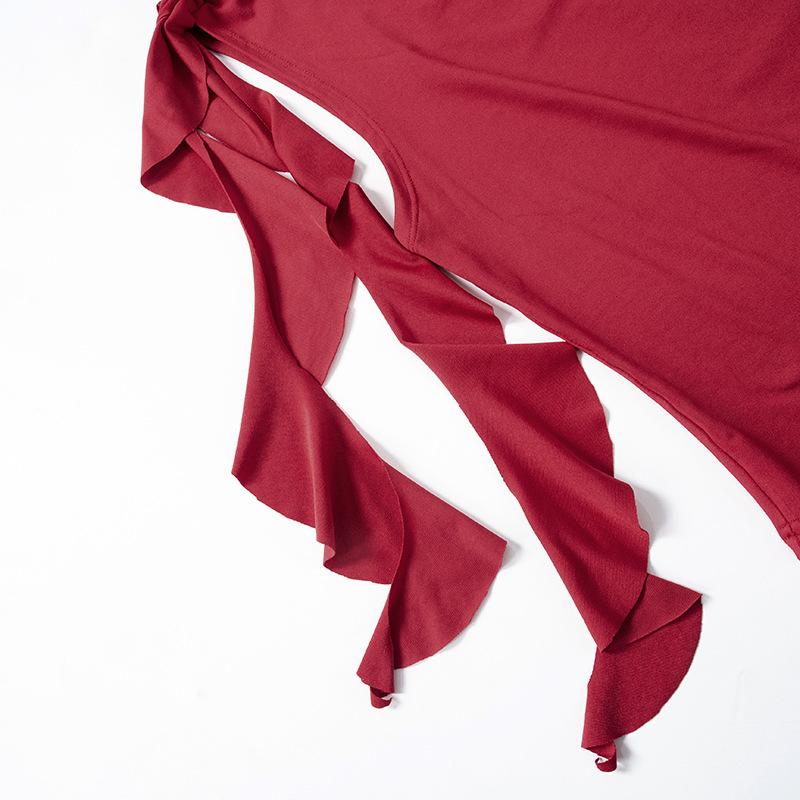 Summer Women'S Solid Color Vest Fluttering Tassel Sleeveless Slim Pullover Round Neck T-Shirt Casual Street Wear Y2K