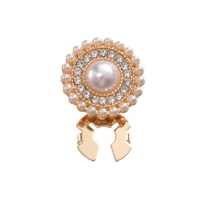 Rhinestone Pearl Flower Button Covers Alloy DIY Accessories Rhinestone Button Cover Handwoven Golden Base Cufflinks Button Cover