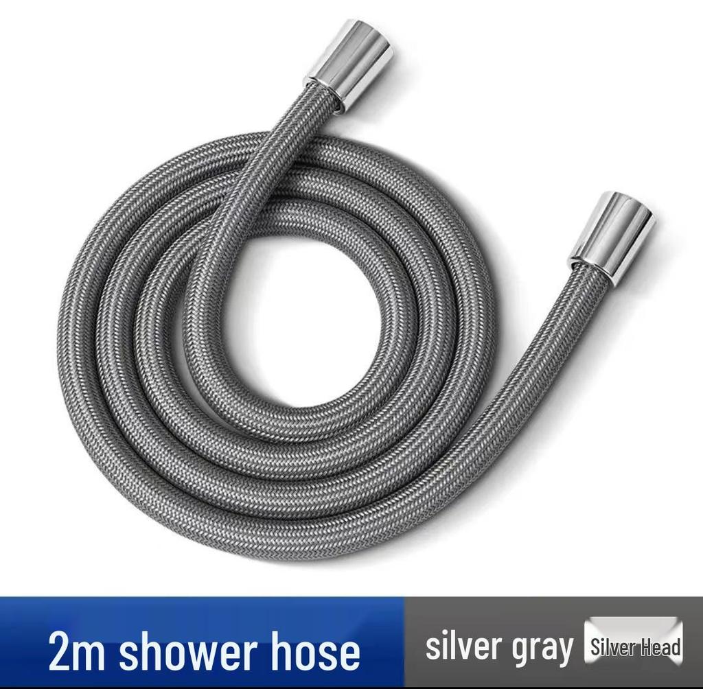 Reinforced Nylon Silk Shower Hose, Stainless Steel Anti-Scald, Anti-Tangle, Explosion-Proof, Flexible and Universal Fit