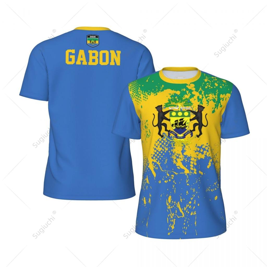 Exclusive Design Gabon Flag Grain 3D Printed Men For Running Bike Soccer Tennis Fitness Sports Tshirt Mesh Fans Short T-shirt
