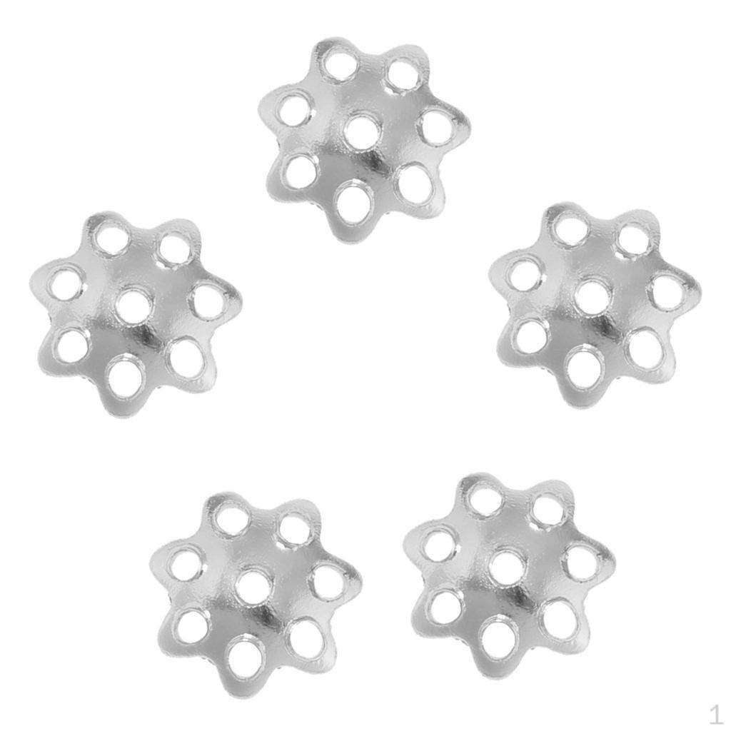 

5 Pieces Hollow Bead Caps 8mm for Jewelry Making Earring Dangle Charms Spacer White Gold