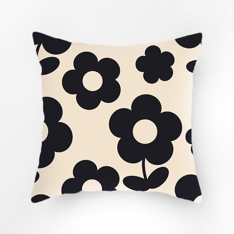 Black Creative Flower Bowtie Digital Printing Short Plush Pillow Covers For Car Sofa Office Cushion Cover Home Goods 60X60Cm