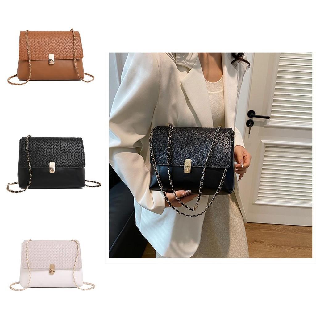 Elegant Pu Leather Medium Sized Woven Square Handbag For Women With Daily Casual Style