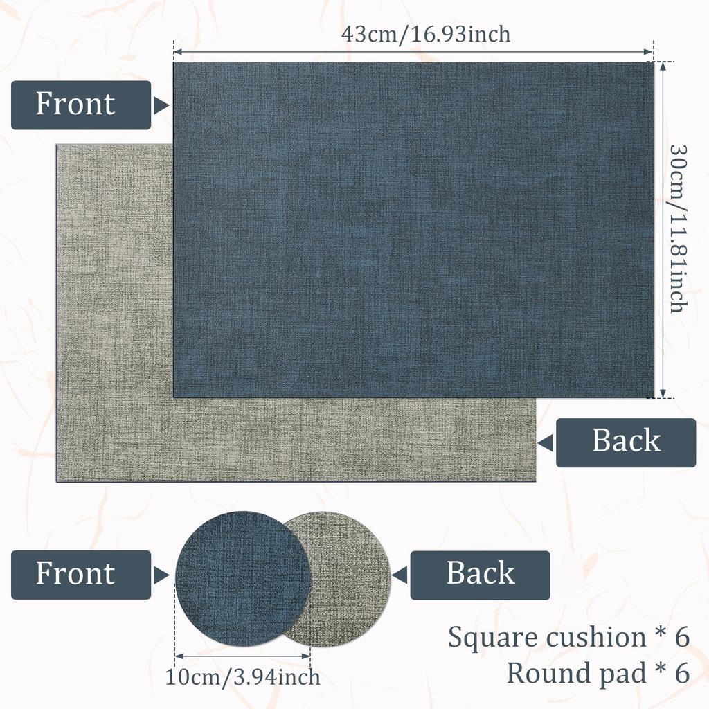 12Pcs Plastic Placemat Cup Mat Waterproof Heat Resistant Table Placemat Set for Restaurant Home Kitchen Placemat Cup Mat