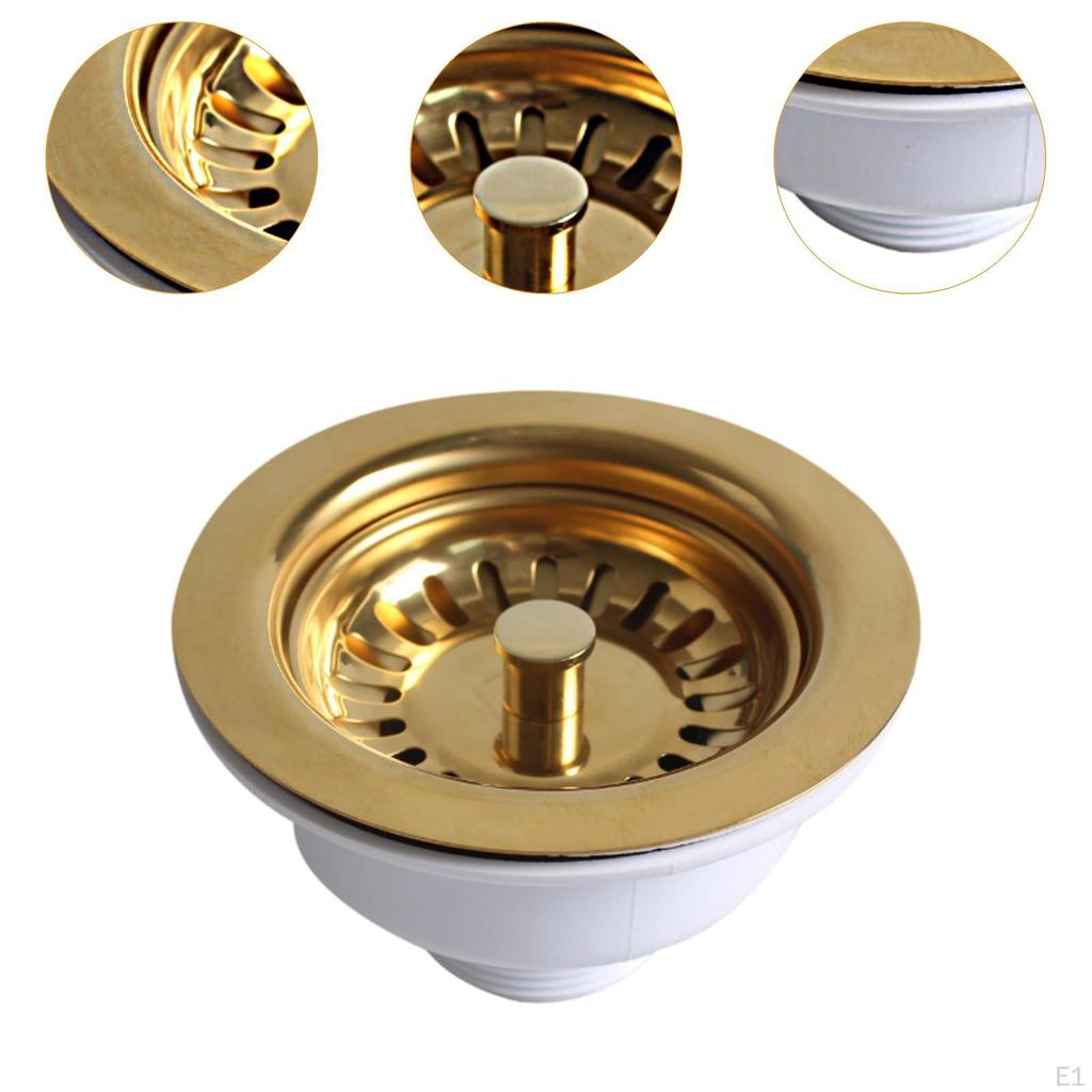 Sink Filter Kitchen Strainer and Stopper Golden Fixture Easy to Install Replace