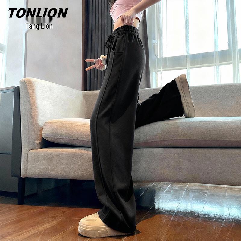 

TonLion Women s Wide-Leg Straight Casual Pants L
