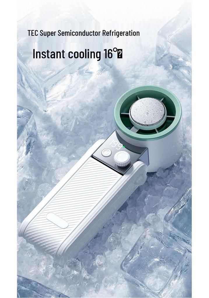 Portable Handheld Cooling Fan with Digital Display, Long Battery Life, USB Rechargeable, Foldable Design for Outdoor Use