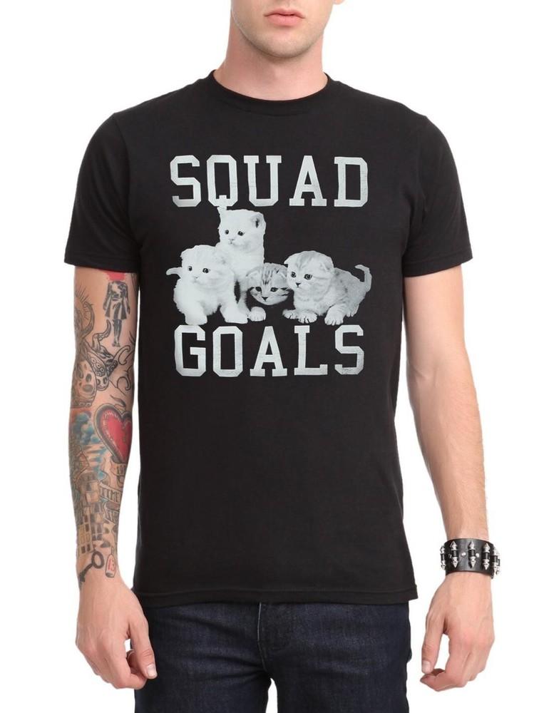Hot Topic Мужская Футболка Squad Goals Котята Смешная Черная Новая 2XL Унисекс S