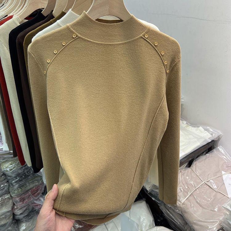 Half-high Collar Sweater Autumn and Winter Design Base Shirt Sweater for Women Fashionable Casual Loose Large Size Knitted Sweater