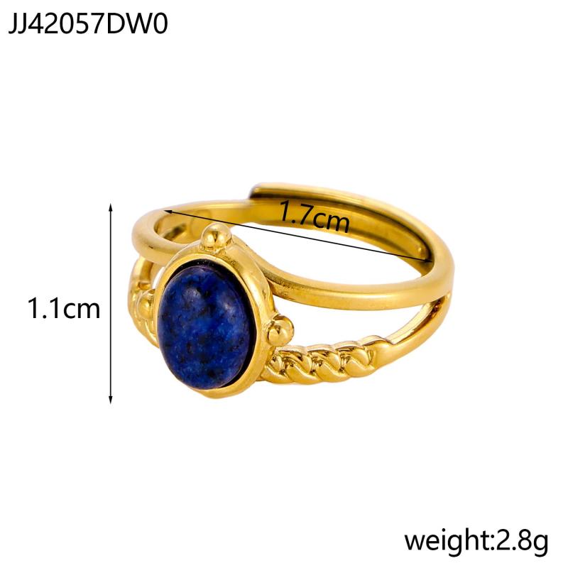 CARLIDANA Ethnic Style Multi-Layered Stainless Steel Ring Versatile High-End Jewelry Gold Plated Colorful Natural Stone Women