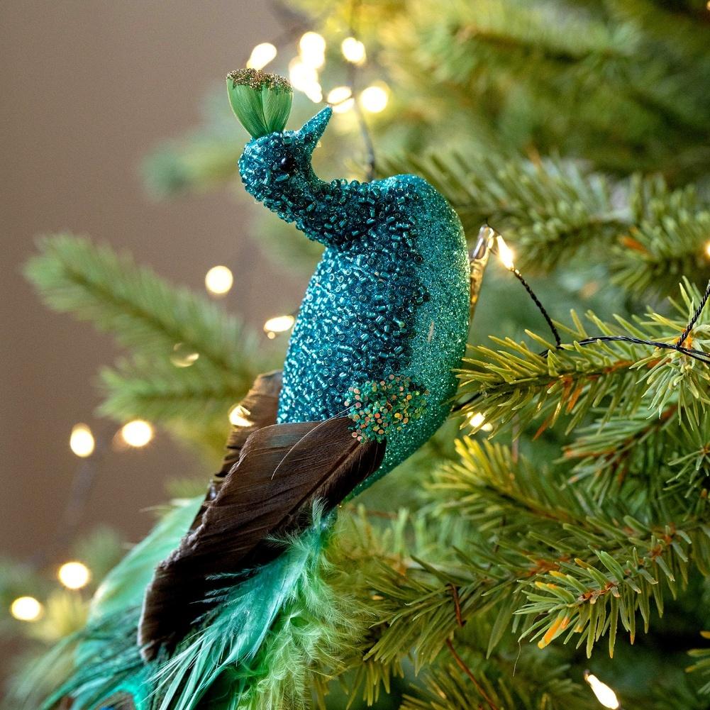 Christmas Tree Decoration Feather Bird Decor Vibrant Holiday Decor