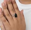 Black Onyx Oval Cabochon Statement Ring, 925 Sterling Silver, Minimalist Boho Ring, Gift for Her