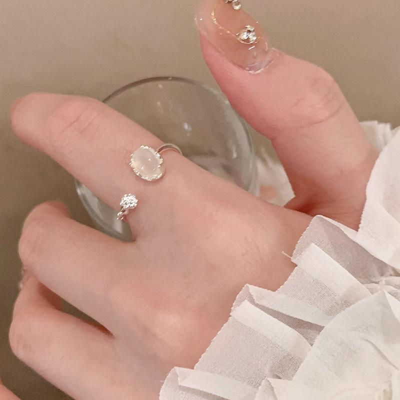 Y2K White Crystal Irregular Ring Set Vintage Shiny Zircon Opal Open Ring for Women Kpop Punk Girl Party Jewelry Gifts 2026