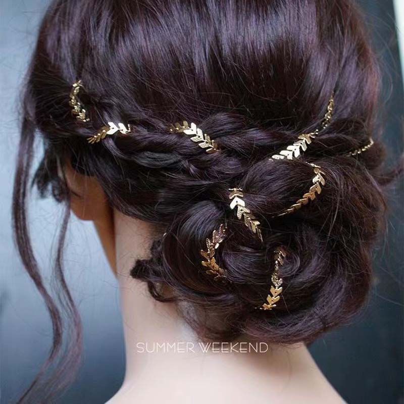Catena per Capelli Vintage Color Oro per Donne Tendenza Frangia Metallica Fascia Intrecciata Accessori per Capelli Coda di Cavallo Copricapo da Matrimonio
