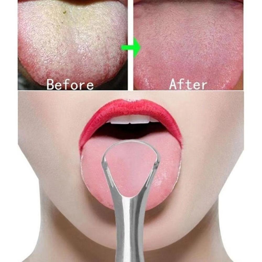 Removing Bad Breath Tongue Scraper Silver Tongue Scraping Brush Oral Cleaner Tools  Oral Care