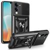 For vivo Y29s 5G/Y04 4G Case with Slide Camera Lid PC+TPU Kickstand Phone Cover