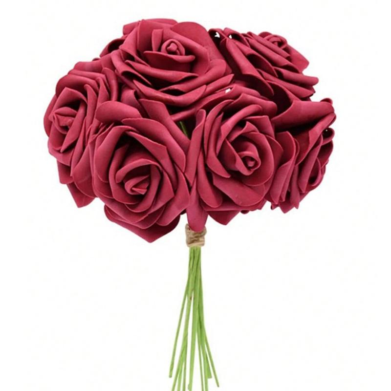

5/10/15/20/25Pcs Artificial Rose Flowers for Wedding Bouquet Centerpieces Arrangements Party Baby Shower Garden Home Decorations 5Pcs темно-красного