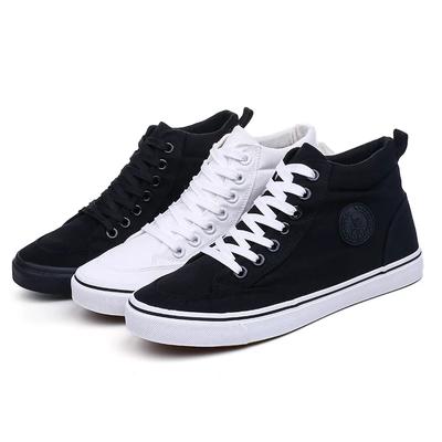 Scarpe da uomo alte, scarpe di tela alla moda, scarpe basse alte, scarpe casual da uomo, scarpe da strada alla moda, classiche, nere e bianche, A136