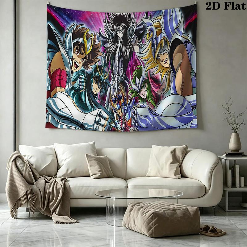 Anime Saint Seiya Wall Tapestry Aesthetic Wall Hanging Printed Fabric Blanket Decorative Tapestries for Bedroom Living Room Home Decor