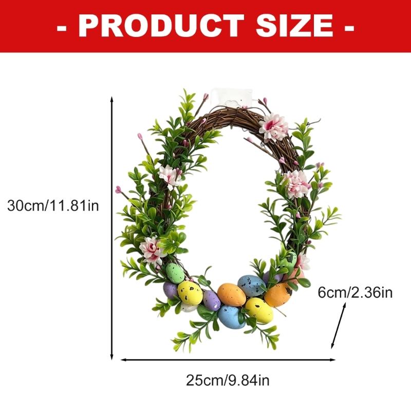 Durable Plastic Foam Easter Eggs Artificial Wreath for Spring Flower Decors Indoor Outdoors Use Fade Resistant Long Time