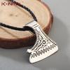 Kinitial Retro Nordic Vikings Charm Necklace Rune Axe Amulet Runes Pendant Scandinavian Choker Necklaces Bijoux