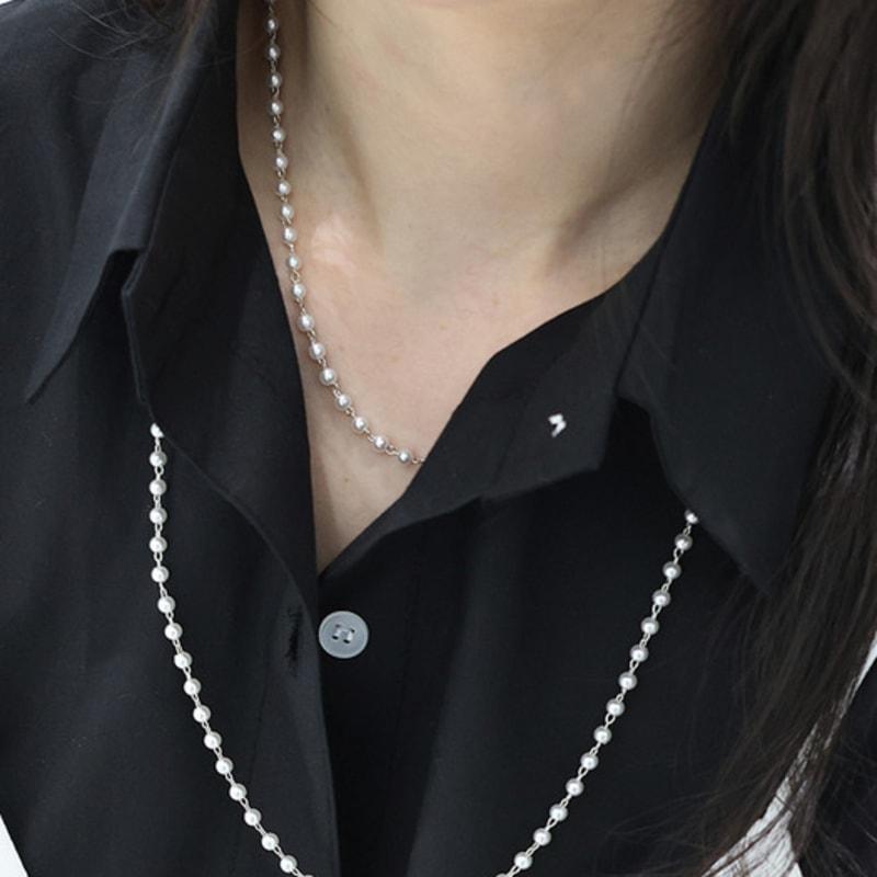 Ctwins SURGICAL STEEL PEARL CHAIN NECKLACE(middle)