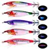 Squid Fishing Lure Set with 5 Solid Forms, Reflective Finish, Horizontal Sinking Action, Feather Skirts and Tail Point Design for Shoreline Use