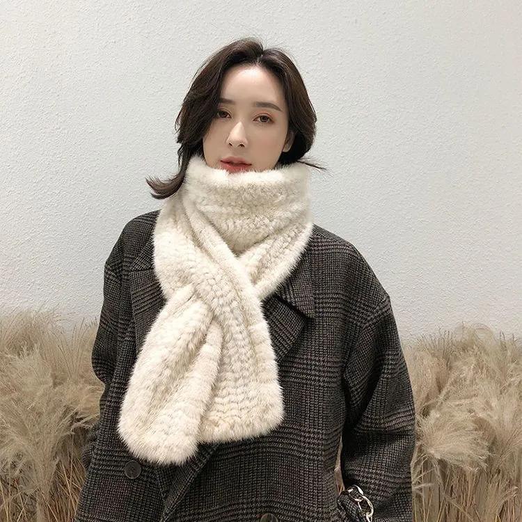 WTEMPO Women's Retro Elegant Versatile Thickened Plush Warm Scarves Furry Double-use Winter Faux Fur Casual Scarves