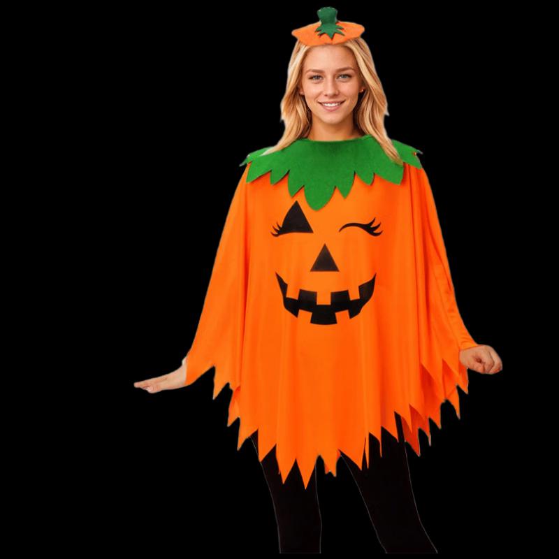 Adult Halloween Pumpkin Cape Costume Set