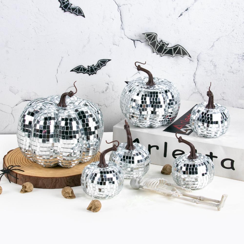 Silver Mirror Pumpkin Decoration Disco Birthday Party Pumpkins Hanging Ornament Fall Halloween Christmas window decoration