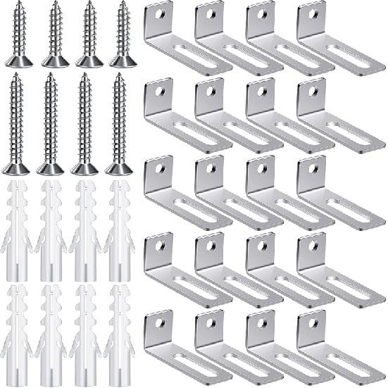 Oudain 20 Set Whiteboard Brackets Whiteboard tallation Hardware Kit Mounting Wall Hanging Brackets Include Hanger Supports, Screws, Expansion Tube