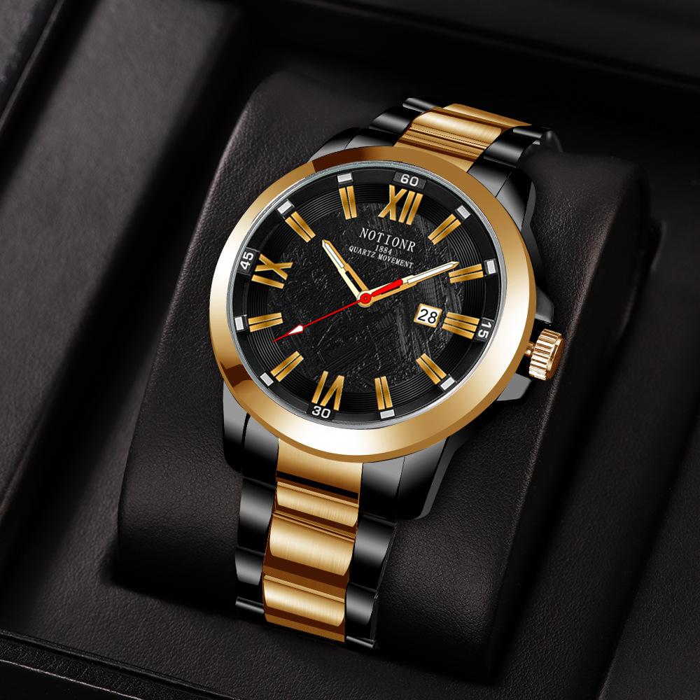 Men'S Steel Belt Watch Simple Trend Waterproof Calendar Luminous Quartz Watch
