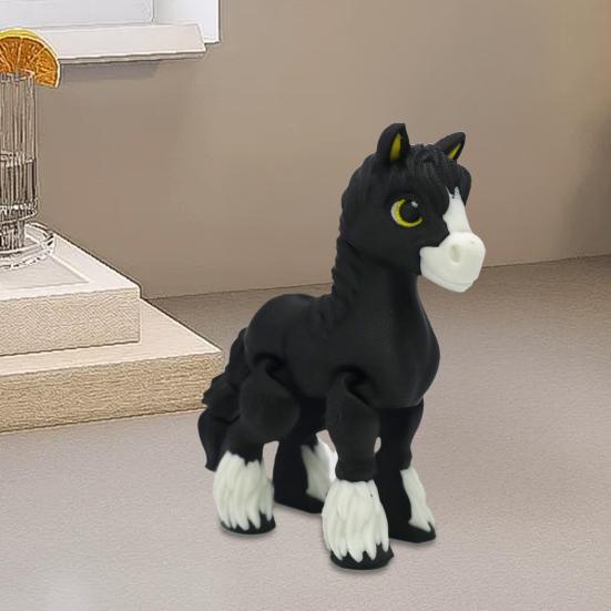 3D Printed Horse Figurine Movable Joints Pony Statue Stress Relief Fidget Toy Educational Animal Model Desktop Decoration Ornament