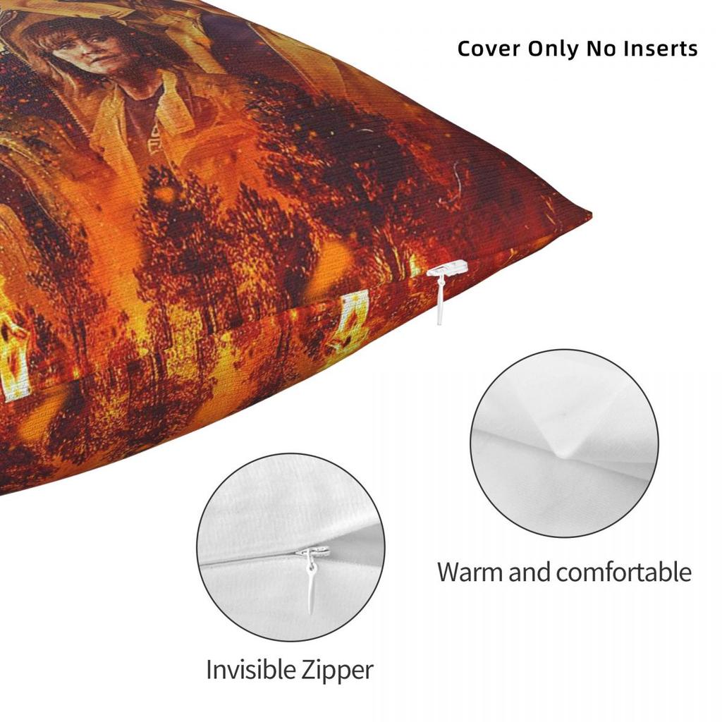Fire Country Burned Square Pillowcase Polyester Linen Velvet Creative Zip Decorative Room Cushion Case