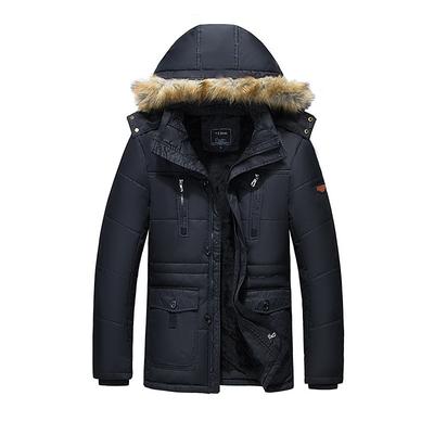 Winter New Mid-length Men's Cotton Coat Plus Velvet Warm Slim Coat Men's Casual Cotton Coat