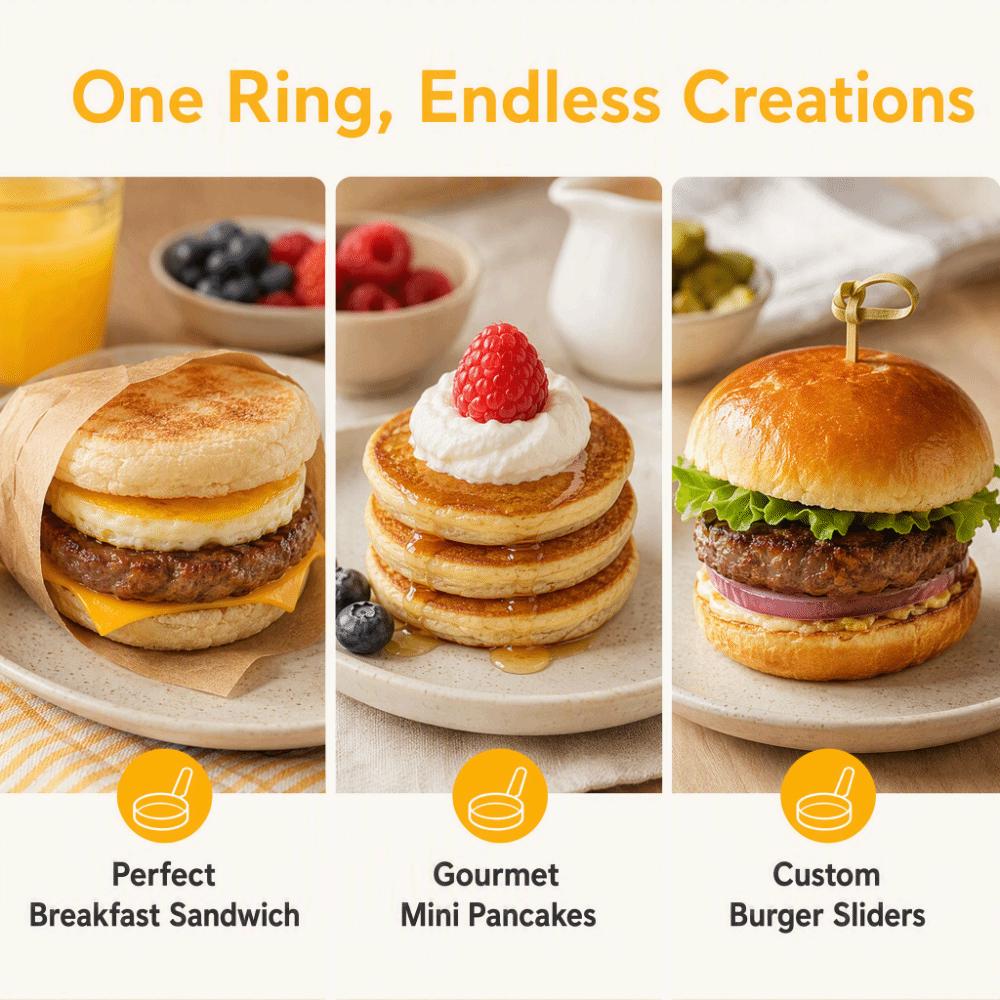 Nonstick Coating Egg Ring Mold Foldable Pancake Shaper Durable Omelette Mold  Breakfast Preparation