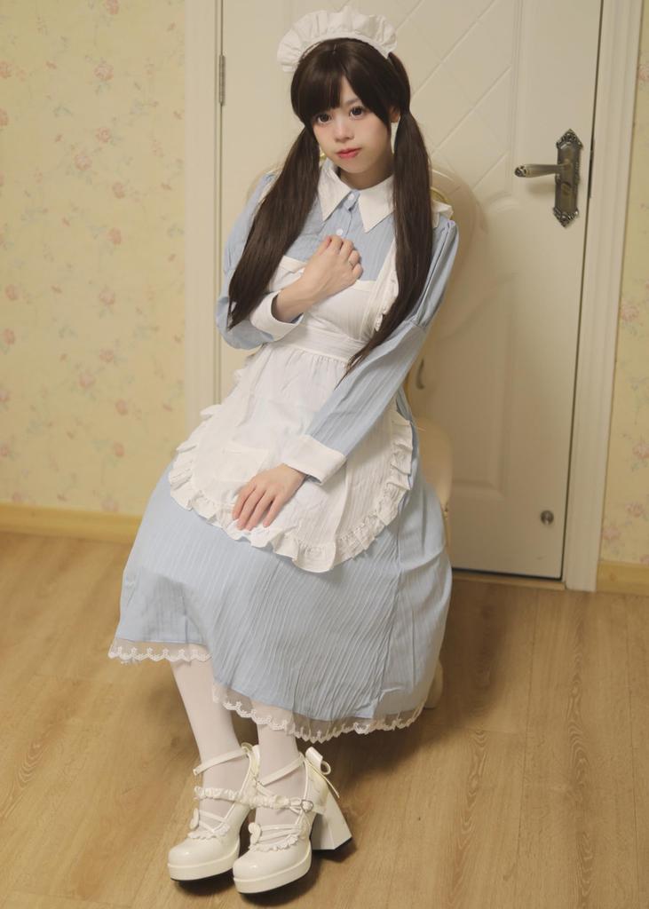 MEYOIJK Maid Gothic Lolita Long Cosplay Classical and Halloween Light Traditional Lolita Plus Sizes for Women and Maid Costume for Cultural Festivals