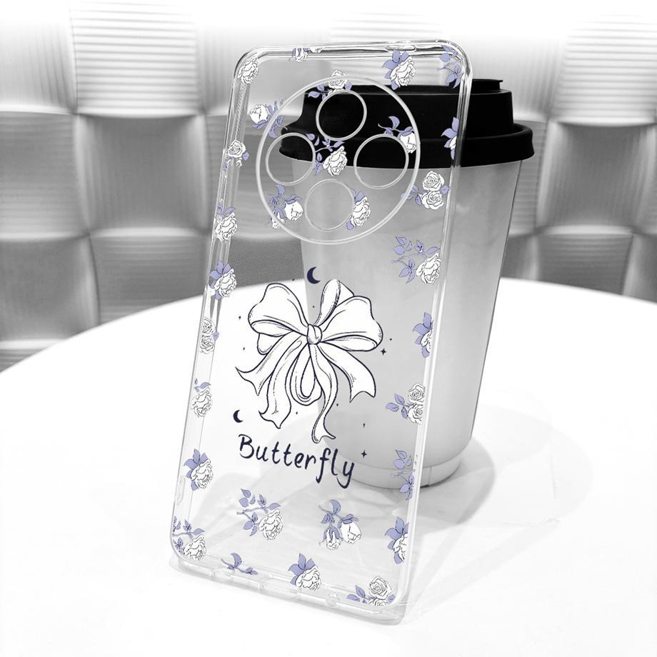 For Xiaomi Redmi 14C 14R Redmi A4 A3 Pro / Pooc C74 M7 5G Phone Case Flower Butterfly Bowknot Bumper Soft Silicone Clear Funda