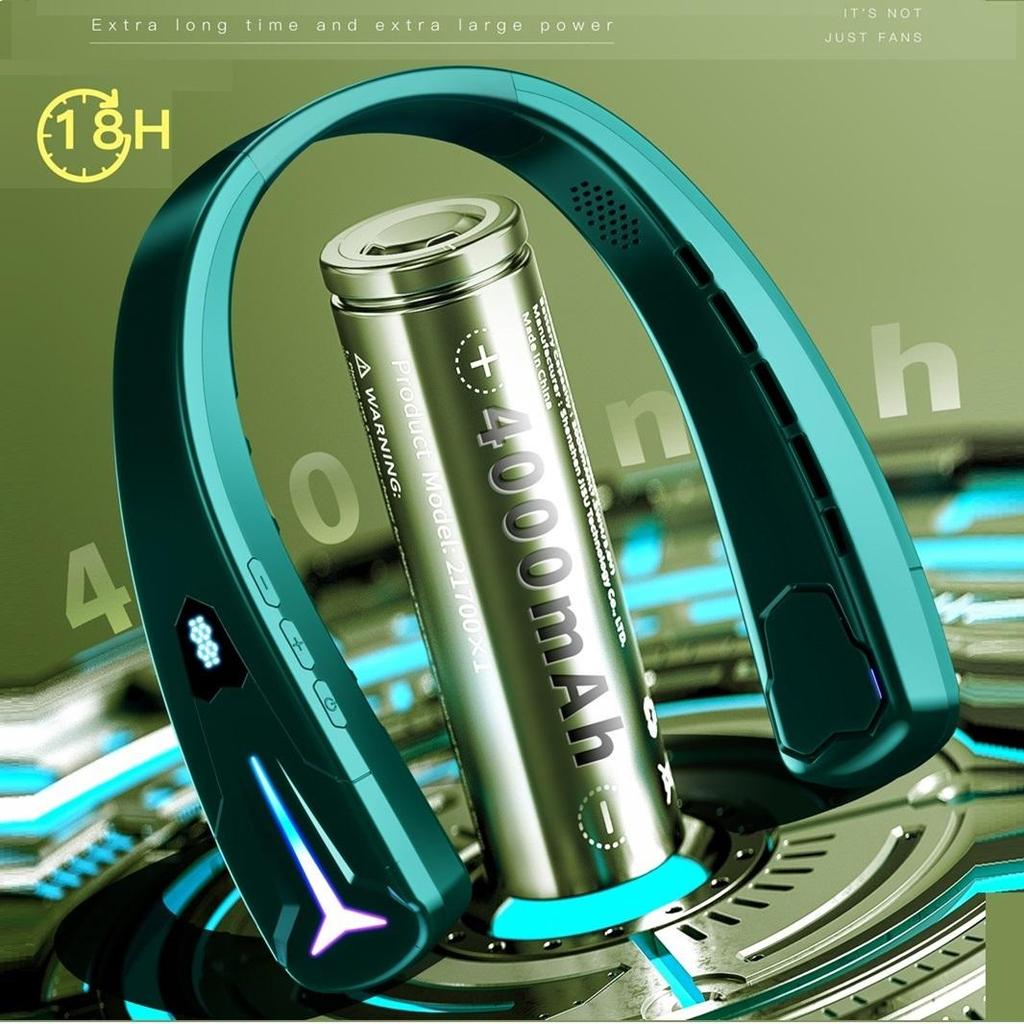 2 In 1 Hanging Neck Fan & Bluetooth Headset Sound Portable Sports Neck Hang Fans with Music Play USB Summer Cooler