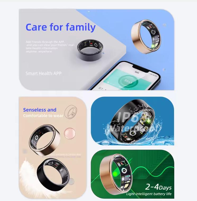 2026 New smart ring equipped with healthmonitor sleep monitor, men's and women's waterproof multifunctional sports ring